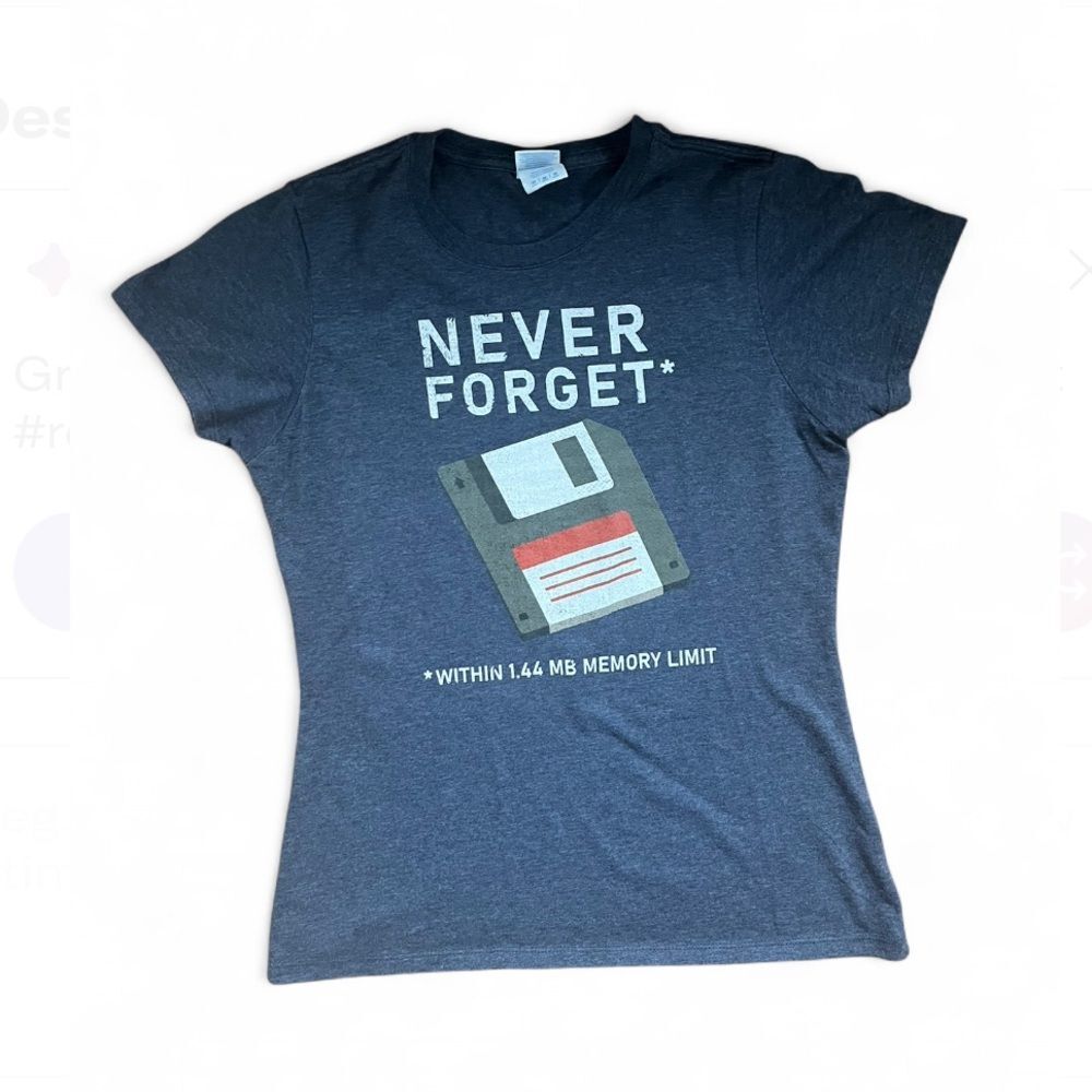 Graphic Tee with Floppy Disk Design